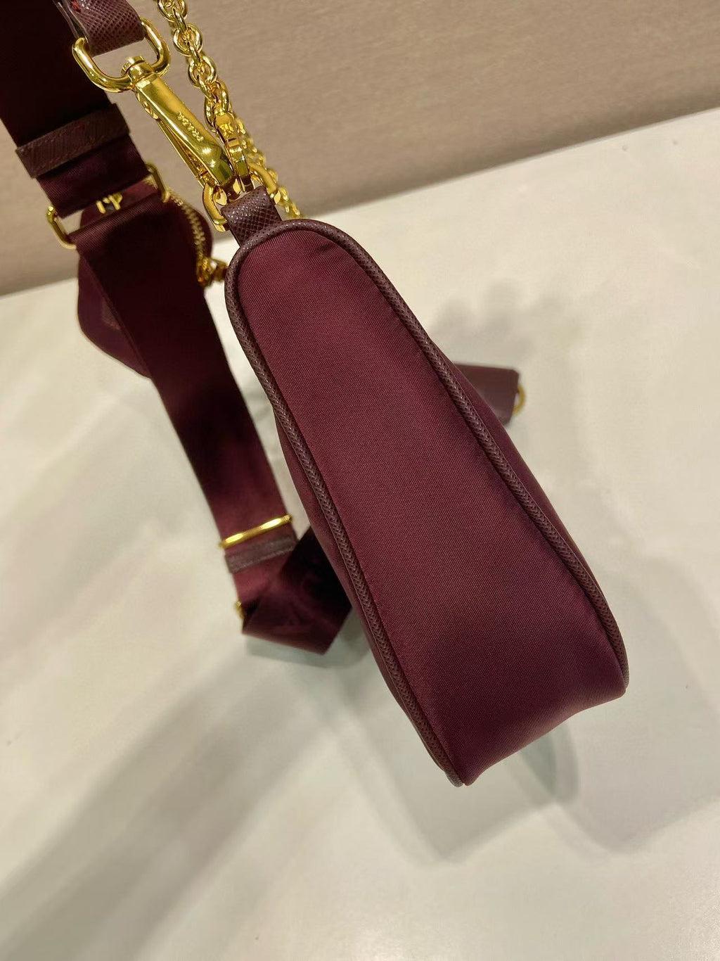 PRA HOBO BAG 22 IN BURGUNDY RED RE-NYLON