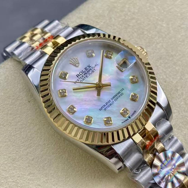 DATEJUST 31MM GOLD STEEL DIAMOND NUMERALS