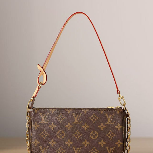 LV POCHETTE ACCESSOIRES BAG 23 IN BROWN MONOGRAM CANVAS