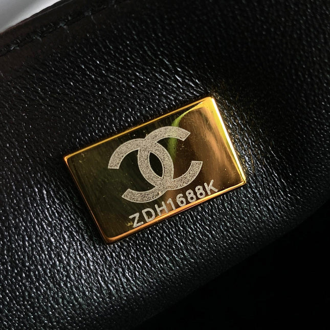 CHANEL 25S FLAP BAG 20 IN DEEP BLACK CAVIAR CALFSKIN WITH GOLD HARDWARE