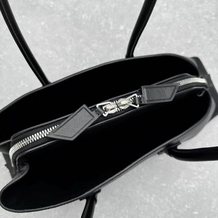 THE ATTICO LA PASSEGGIATA SMALL TOTE BAG IN BLACK CALFSKIN