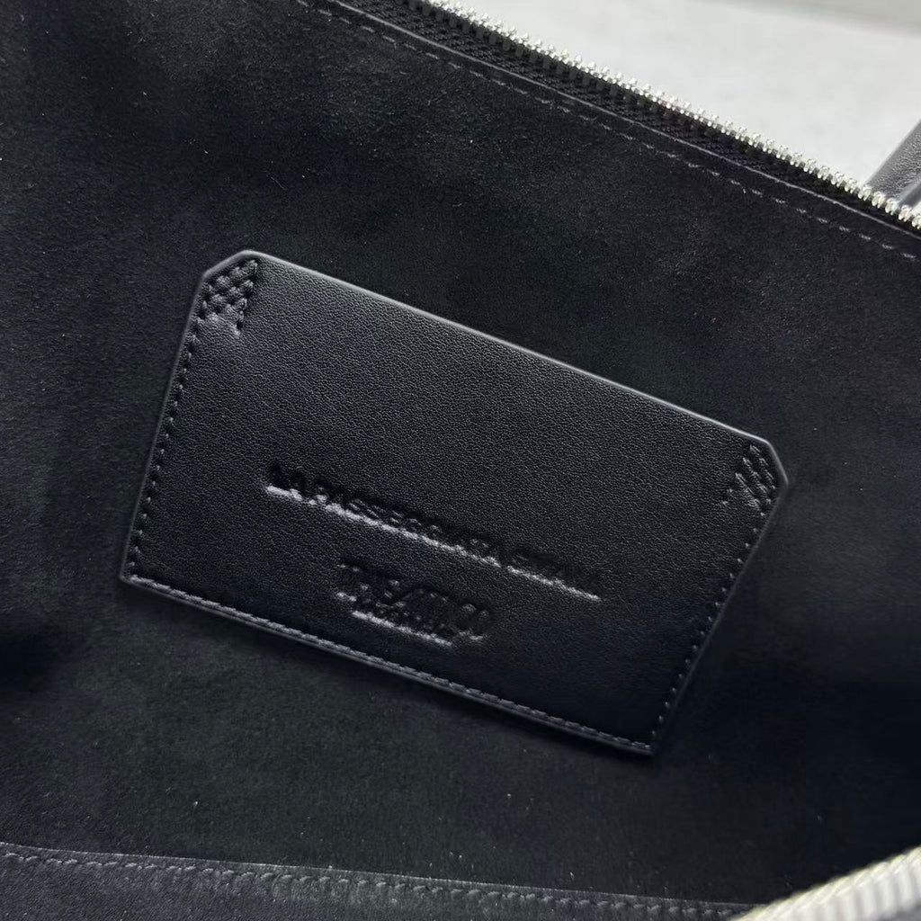 THE ATTICO LA PASSEGGIATA SMALL TOTE BAG IN BLACK CALFSKIN