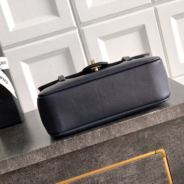 CHANEL SMALL FLAP BAG 22 IN BLACK GRAINED CALFSKIN GOLD HARDWARE