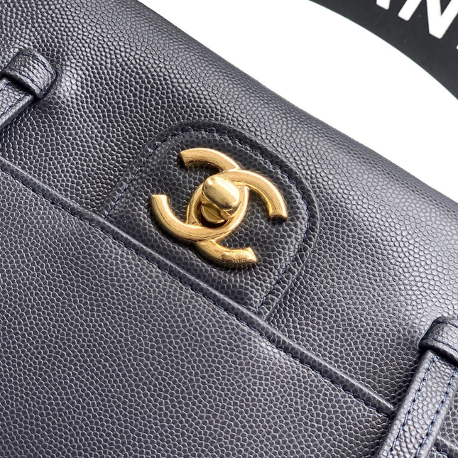 CHANEL SMALL FLAP BAG 22 IN BLACK GRAINED CALFSKIN GOLD HARDWARE