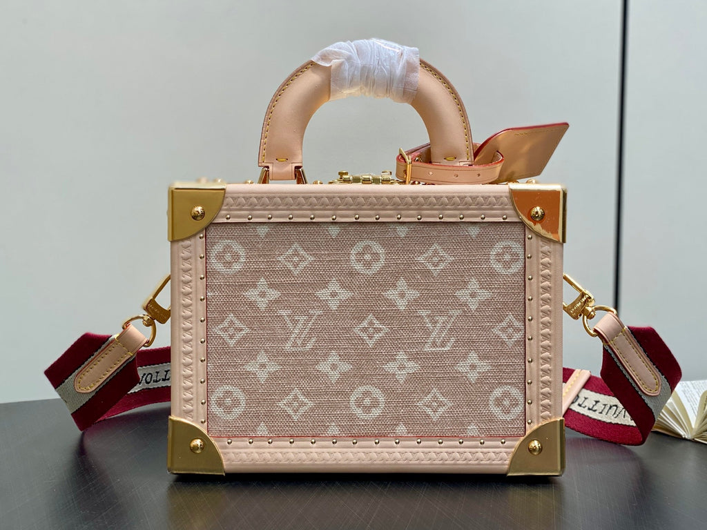 LV TRUNK 22 IN LIGHT PINK CANVAS GOLD HARDWARE