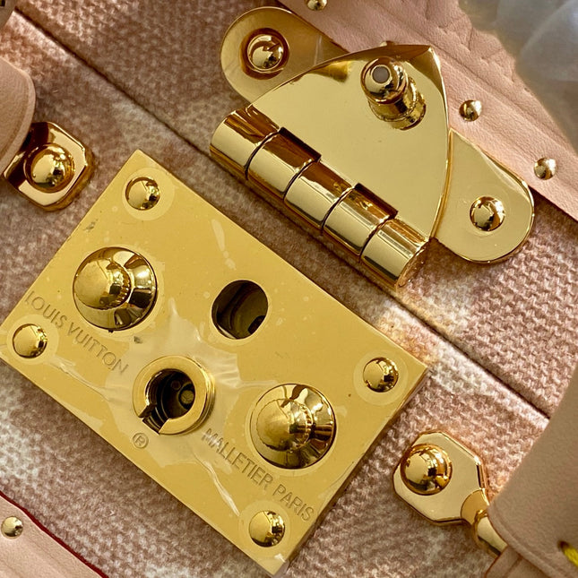 LV TRUNK 22 IN LIGHT PINK CANVAS GOLD HARDWARE