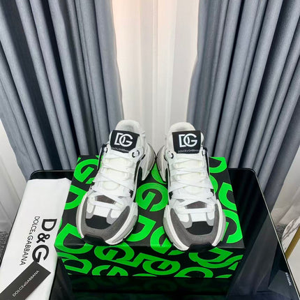D&G AIRMASTER LOW-TOP SNEAKERS IN WHITE MIX GREY MESH