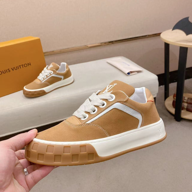 LV TILTED SNEAKERS IN BROWN SUEDE