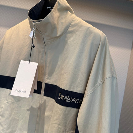 YSL EMBROIDERD JACKET IN MASTIC BEIGE