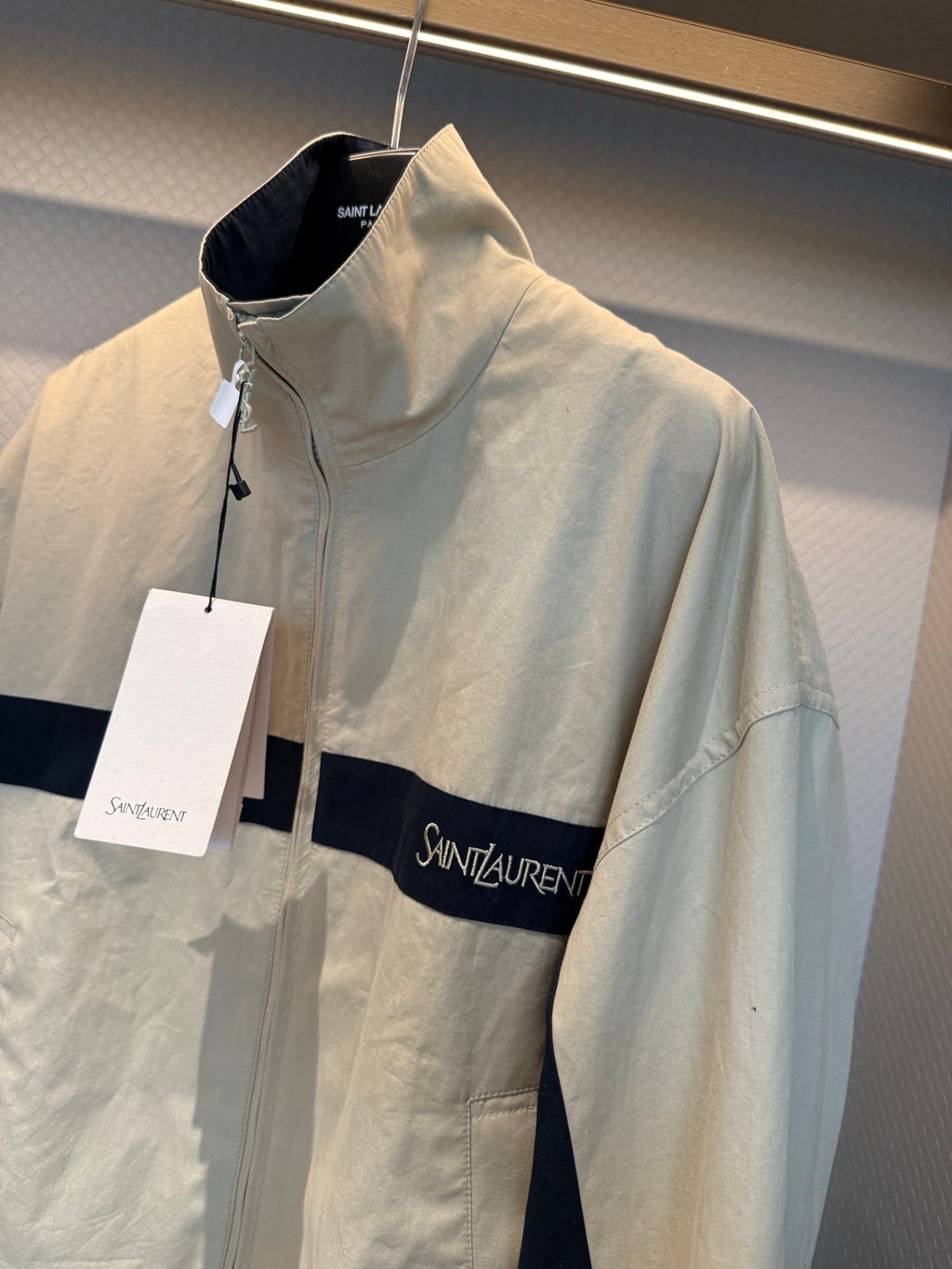 YSL EMBROIDERD JACKET IN MASTIC BEIGE