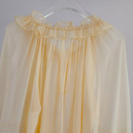 CHLOE TWO-PIECE SET OF RUFFLE-NECK BLOUSE AND CAMISOLE TOP