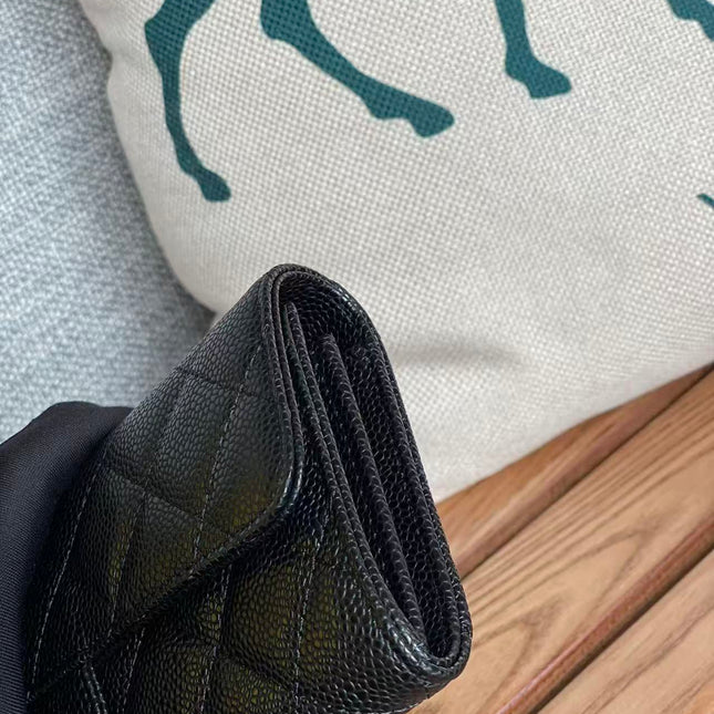 CHANEL CLASSIC FLAP LONG WALLET 19 IN BLACK CALFSKIN