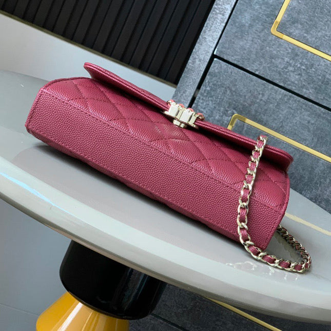 CHANEL FLAP BAG 18 IN BURGUNDY RED QUILTED CALFSKIN