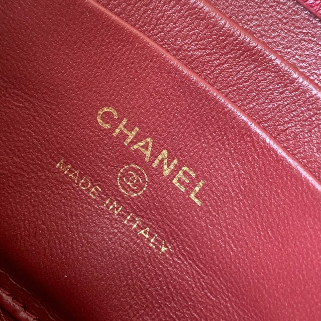 CHANEL FLAP BAG 18 IN BURGUNDY RED QUILTED CALFSKIN