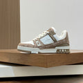 LOUIS VUITTON SNEAKERS IN TAUPE BROWN MIX WHITE CALFSKIN