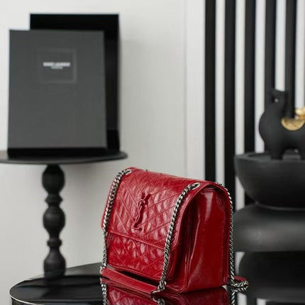YSL MEDIUM NIKI BAG IN RED GLOSSY CALFSKIN AND HARDWARE