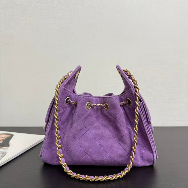 CHANEL 26S HOBO BAG 22 IN PURPLE CALFSKIN