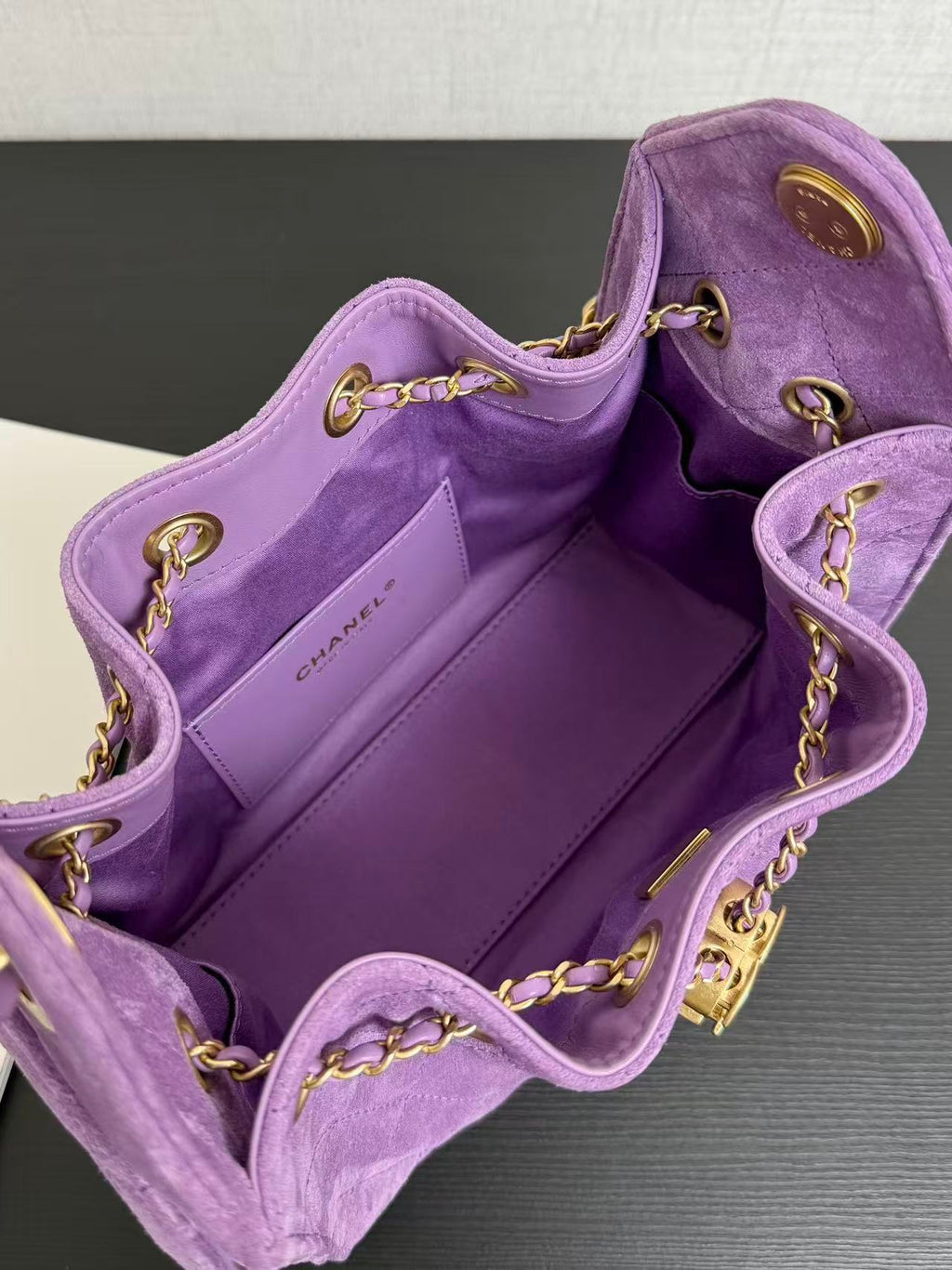 CHANEL 26S HOBO BAG 22 IN PURPLE CALFSKIN