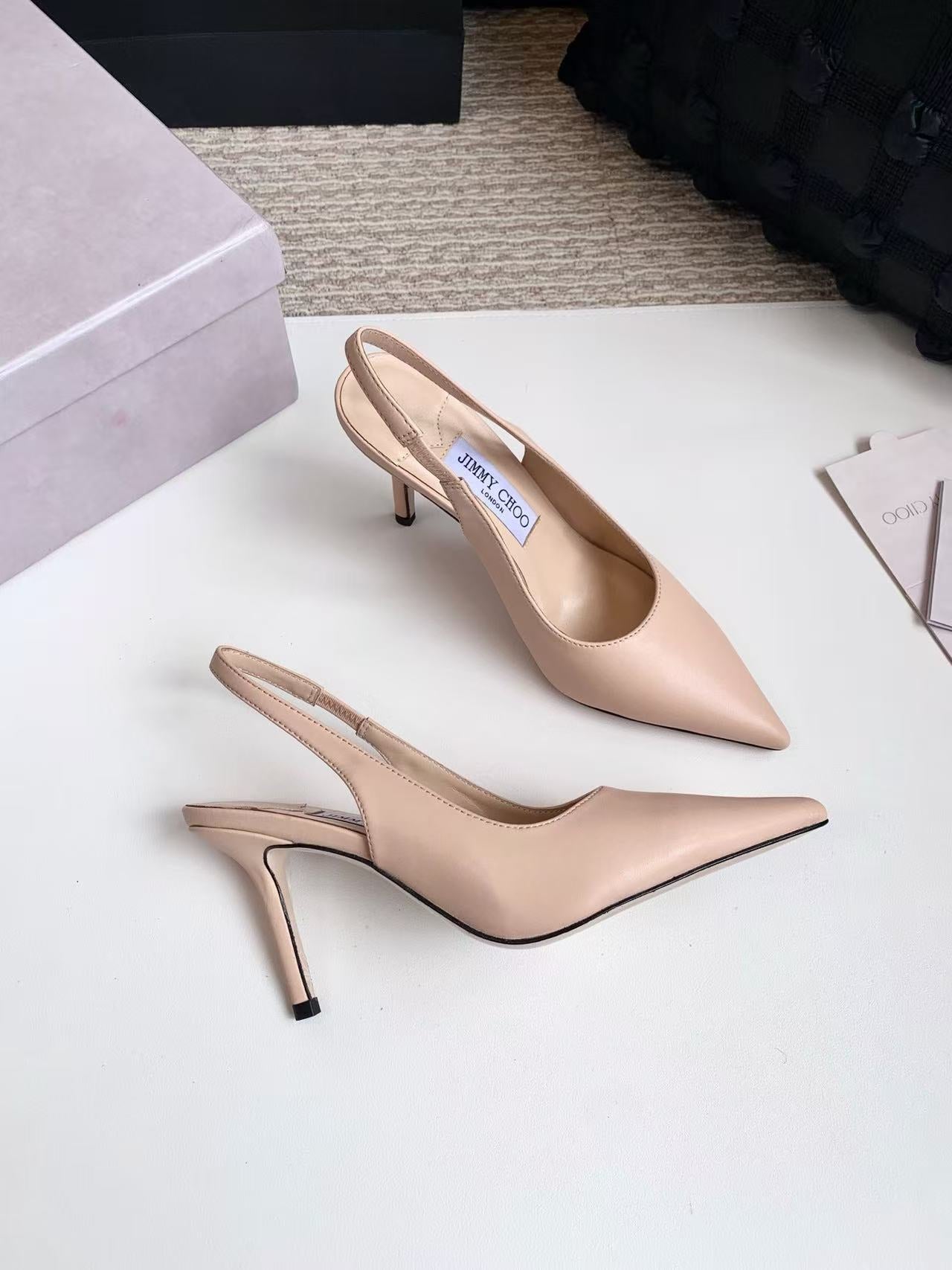 26S SLINGBACK HIGH HEELS 90 MM IN NUDE CALFSKIN
