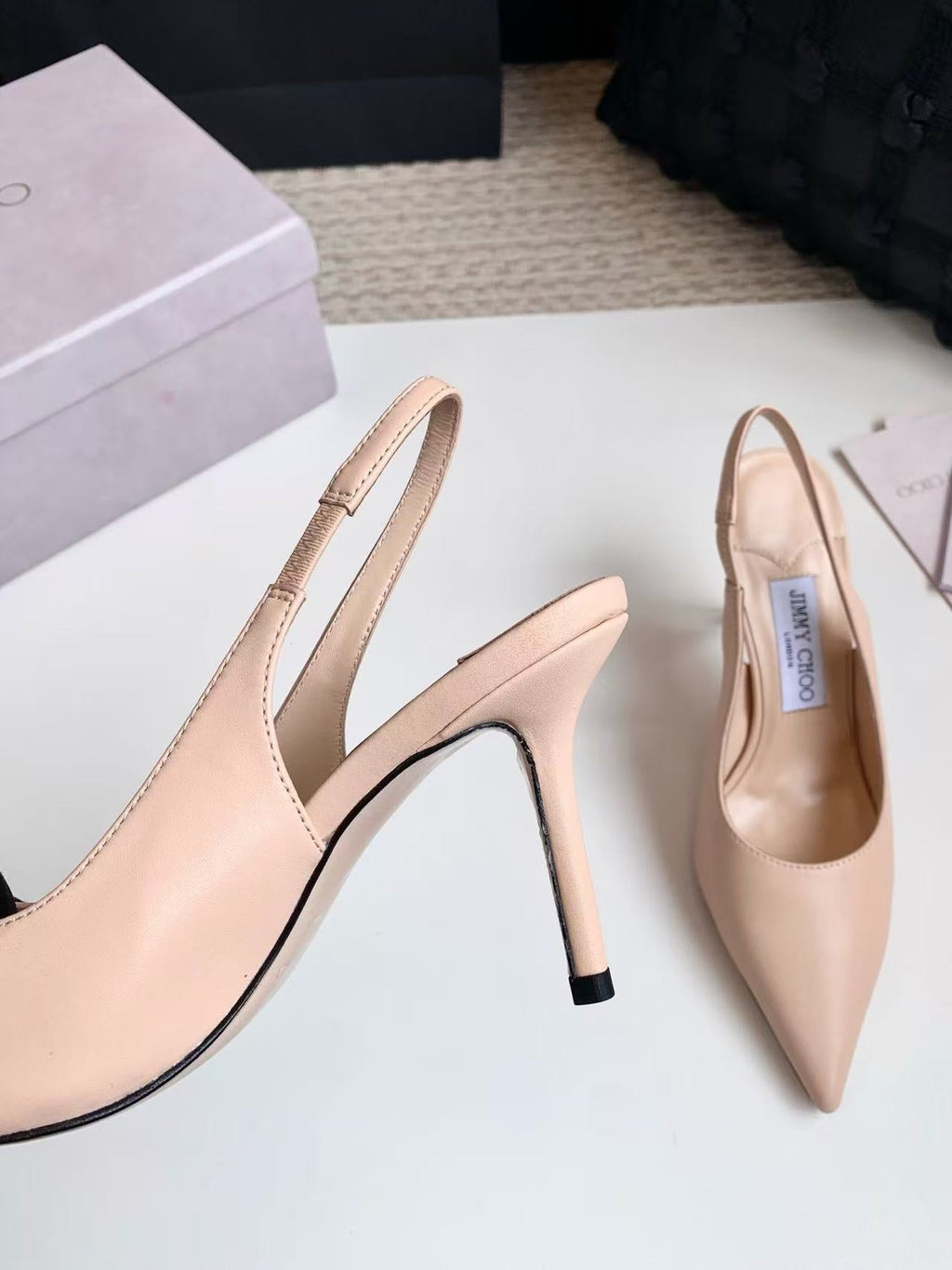 26S SLINGBACK HIGH HEELS 90 MM IN NUDE CALFSKIN