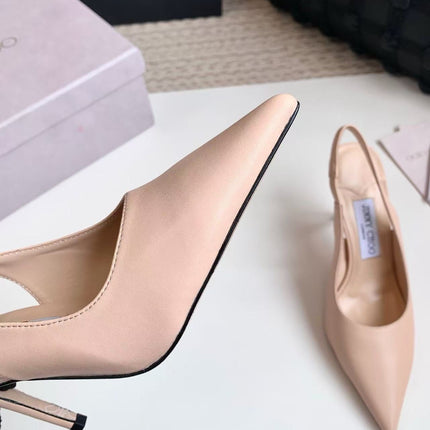 26S SLINGBACK HIGH HEELS 90 MM IN NUDE CALFSKIN