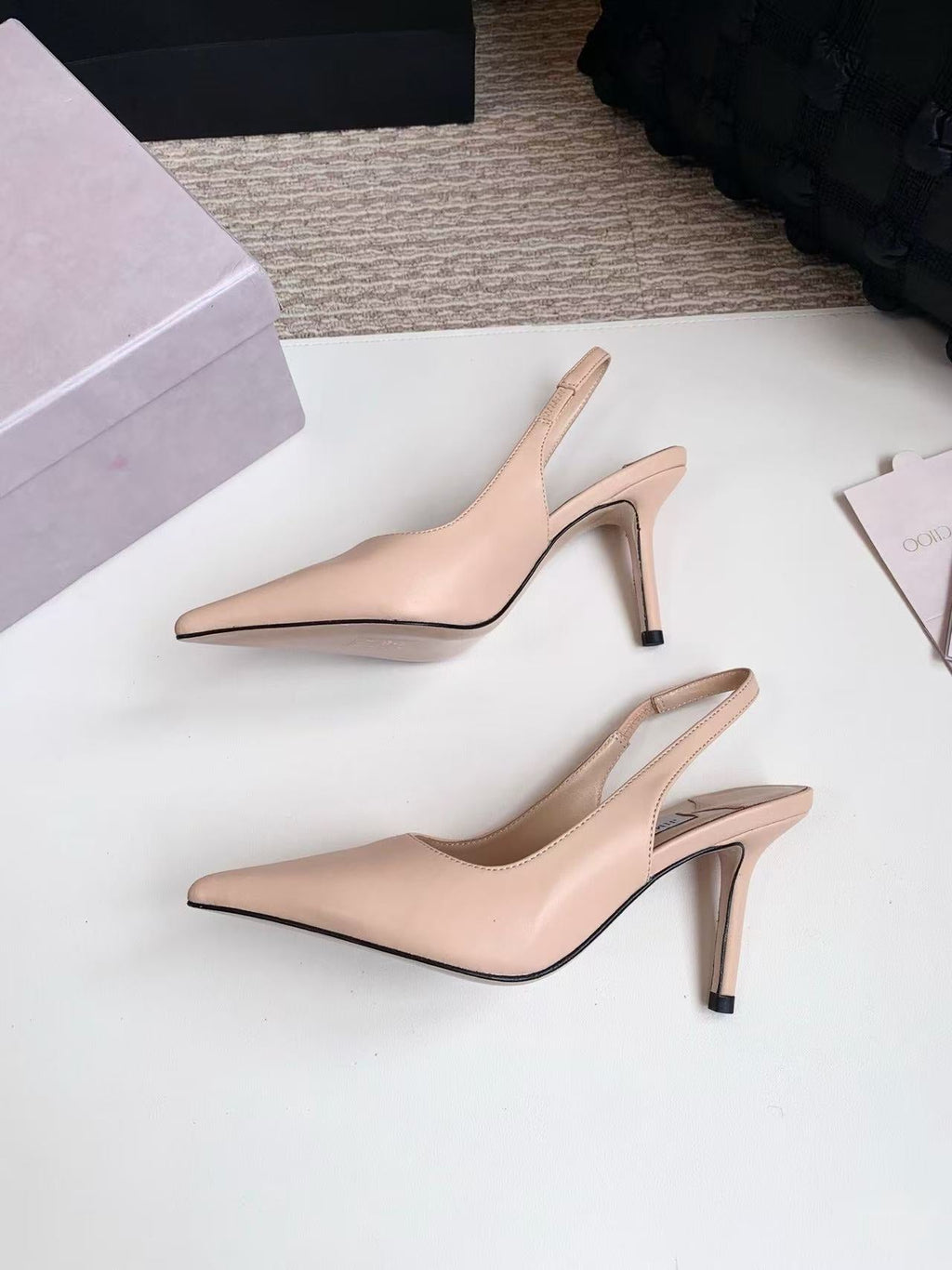 26S SLINGBACK HIGH HEELS 90 MM IN NUDE CALFSKIN