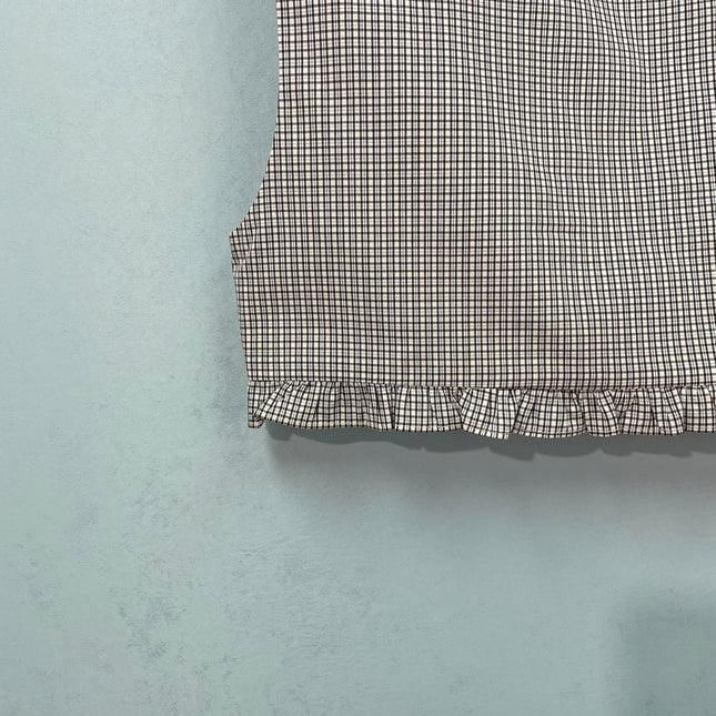 MIU MIU 26S CROPPED TANK TOP IN BEIGE GINGHAM COTTON