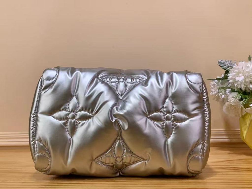 LV 26S PILLOW BOSTON BAG IN SILVER NYLON LEATHER