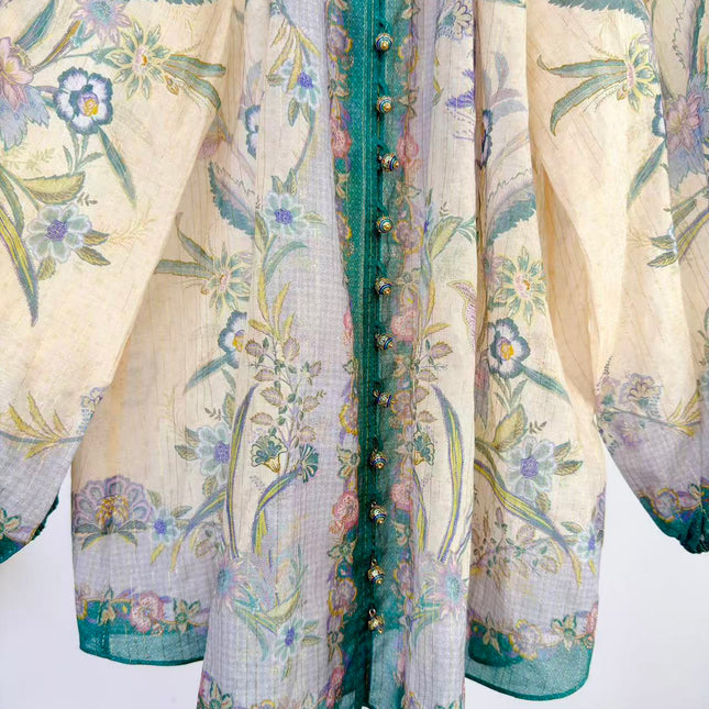 ZIMMERMANN 26 INDRA PRINTED SHIRT AND SHORTS SET STYLE 9626