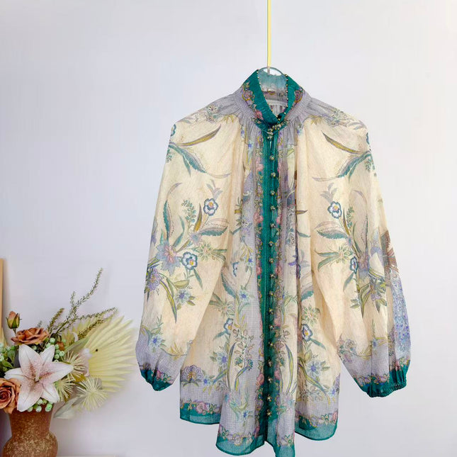 ZIMMERMANN 26 INDRA PRINTED SHIRT AND SHORTS SET STYLE 9626