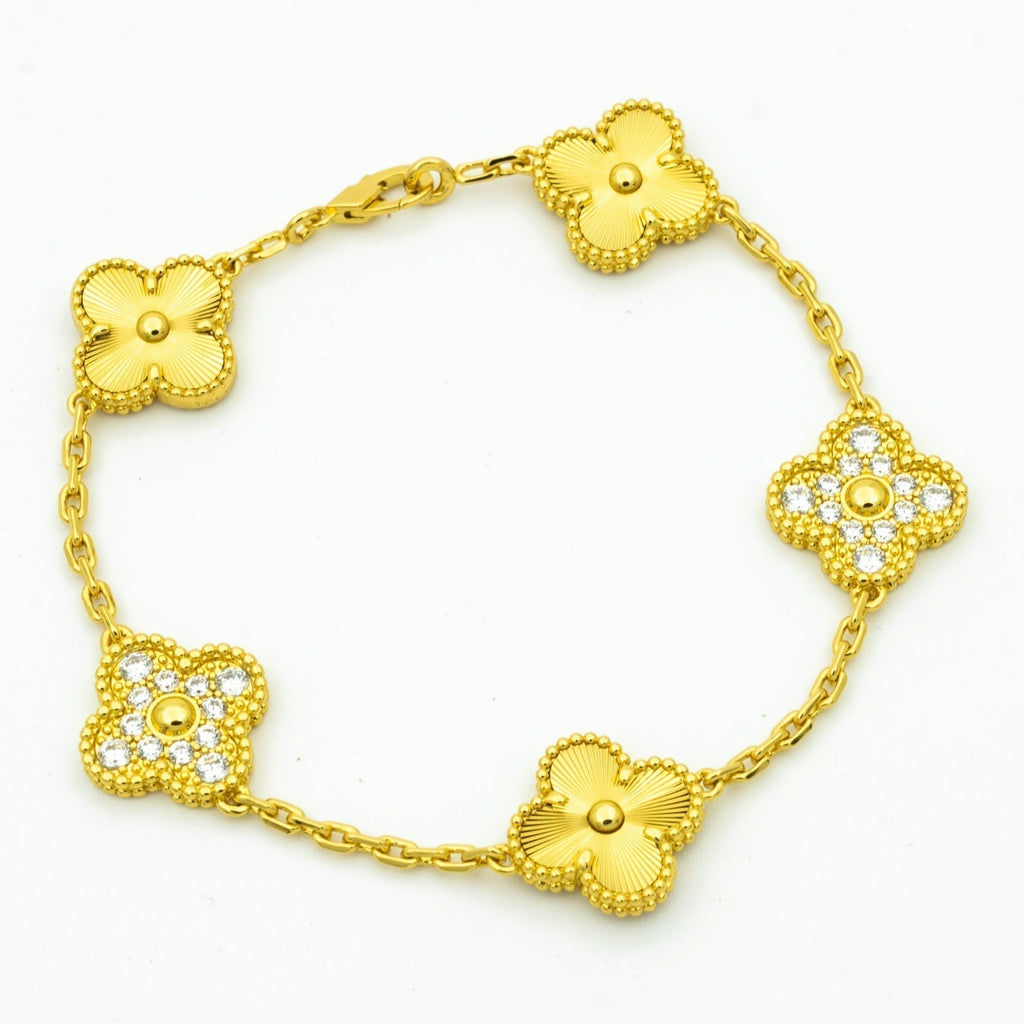 CLOVER BRACELET 5 MOTIFS GOLD DIAMOND
