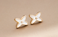 JEUX DE WHITE MOP PINK GOLD DIAMOND EARRINGS
