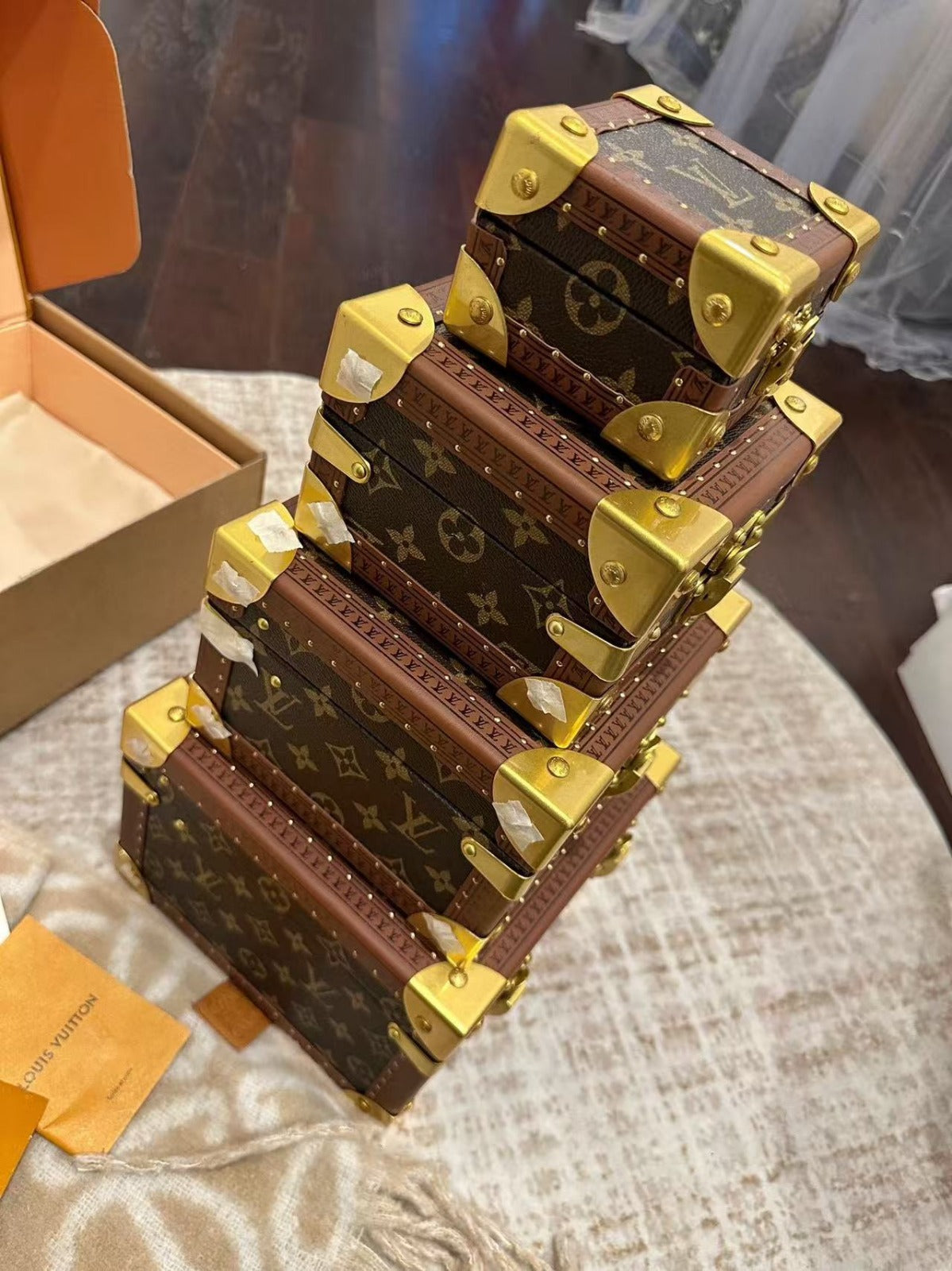 LV COFFRET TRESOR JEWELRY BOXES IN MONOGRAM CANVAS (1 SET)