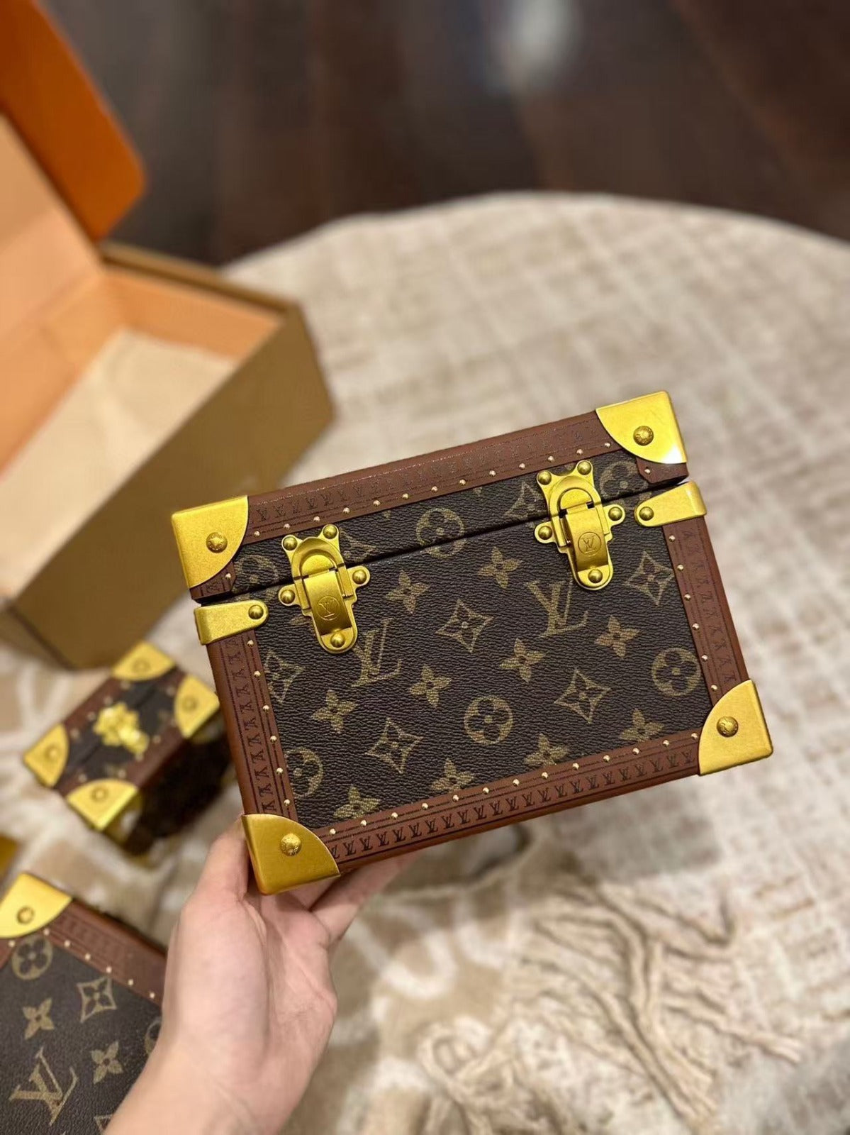 LV COFFRET TRESOR JEWELRY BOXES IN MONOGRAM CANVAS (1 SET)