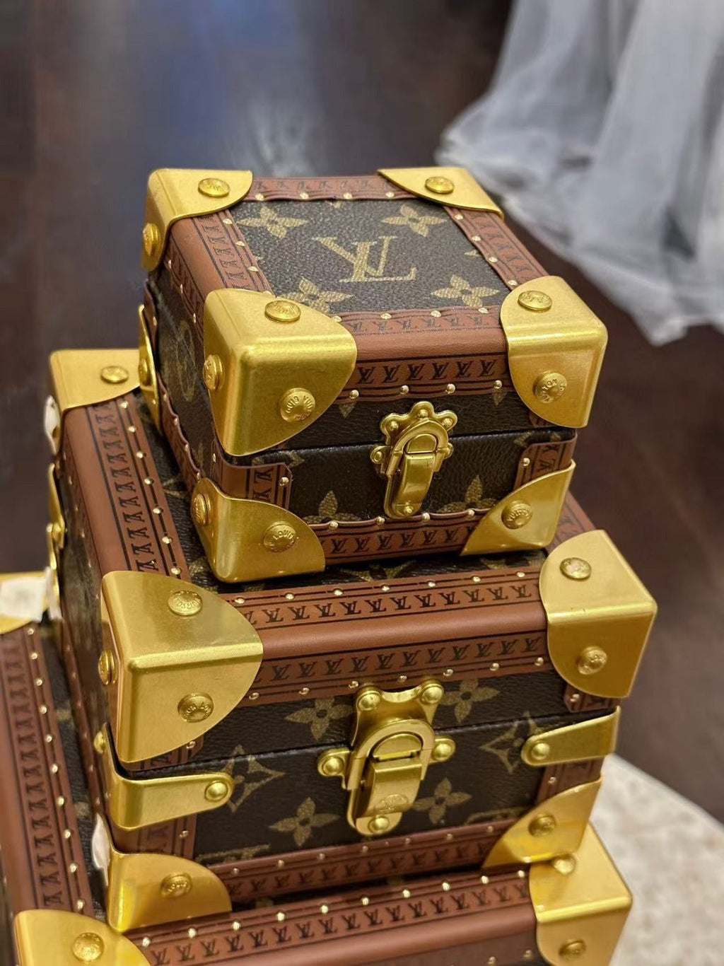 LV COFFRET TRESOR JEWELRY BOXES IN MONOGRAM CANVAS (1 SET)