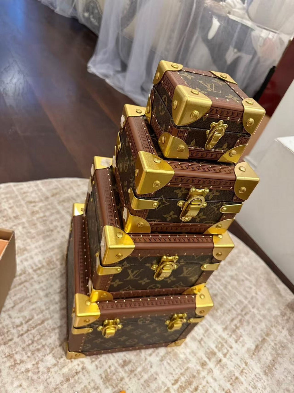 LV COFFRET TRESOR JEWELRY BOXES IN MONOGRAM CANVAS (1 SET)