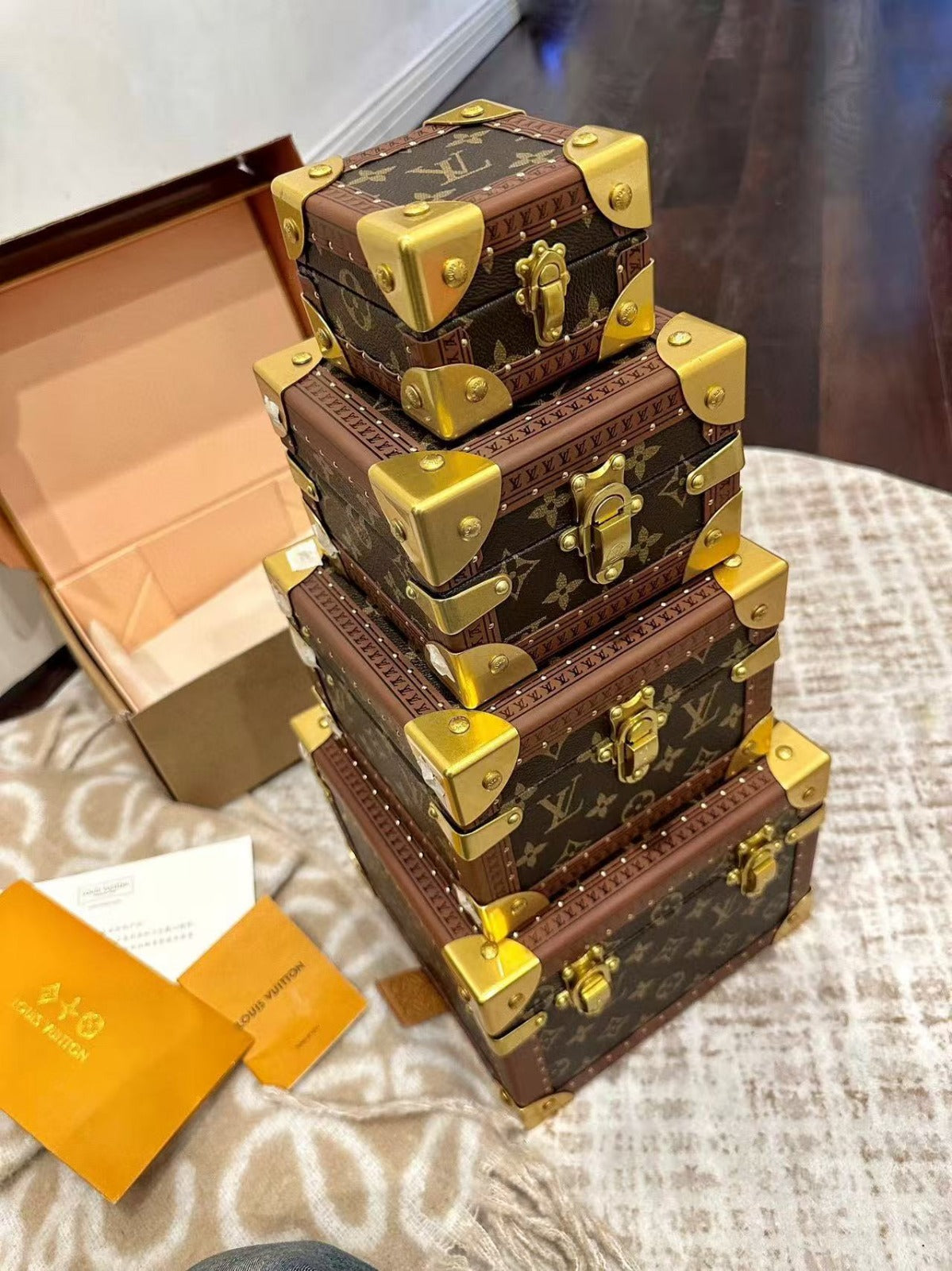 LV COFFRET TRESOR JEWELRY BOXES IN MONOGRAM CANVAS (1 SET)