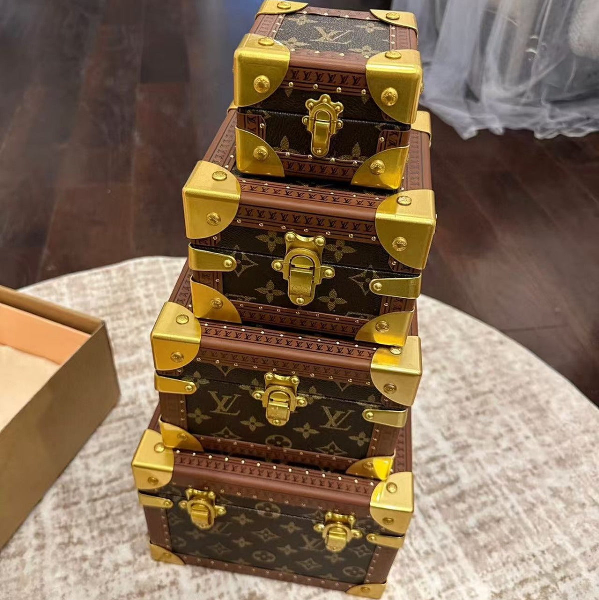 LV COFFRET TRESOR JEWELRY BOXES IN MONOGRAM CANVAS (1 SET)