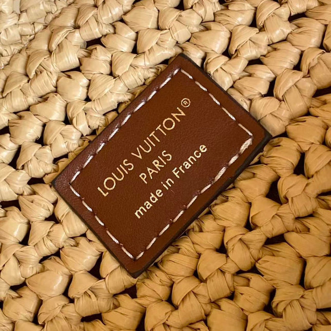 LV ALL IN BB HANDBAG 18 IN BEIGE WOVEN RAFFIA GOLD HARDWARE