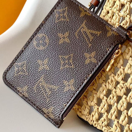 LV ALL IN BB HANDBAG 18 IN BEIGE WOVEN RAFFIA GOLD HARDWARE
