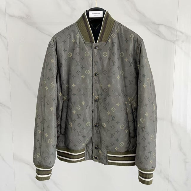 LV MAXI COAT IN GREY MIX KHAKI FABRIC