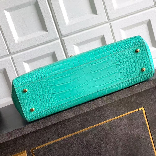CHANEL SHOPPING BAG 35 IN OPALITE CROCODILE EMBOSSED CALFSKIN GOLD HARDWARE