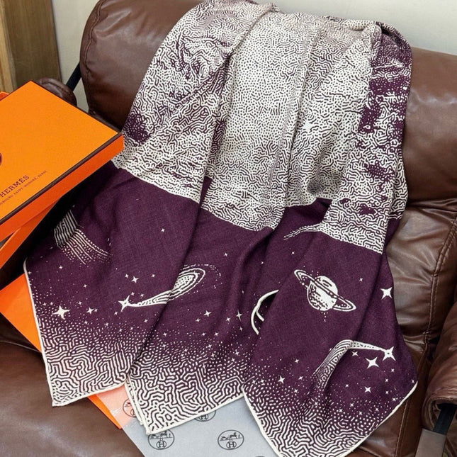 HERMES 26S PRINTED SQUARE SCARF 140 IN CASHMERE AND SILK 309360