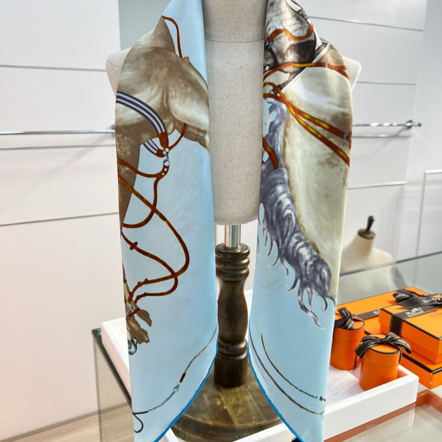 HERMES 26S PRINTED SQUARE SCARF 88 IN SILK 309927