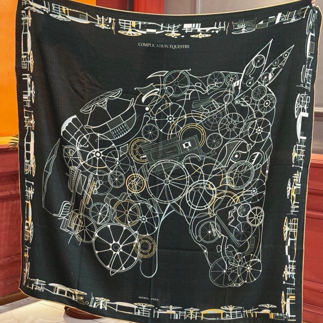 HERMES 26S PRINTED SQUARE SCARF 140 IN SILK 311928