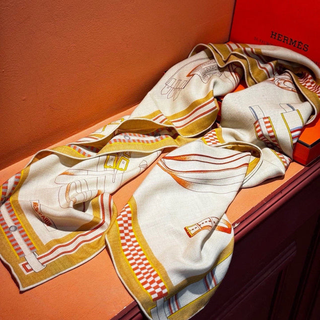 HERMES 26S PRINTED SQUARE SCARF 140 IN SILK 311955