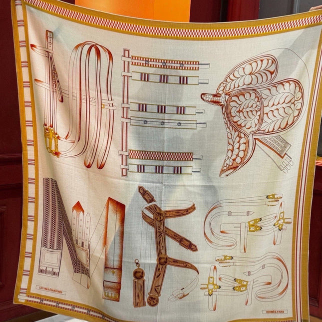 HERMES 26S PRINTED SQUARE SCARF 140 IN SILK 311955