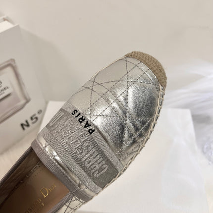 GRANVILLE ESPADRILLE SILVER QUILTED CANNAGE CALFSKIN