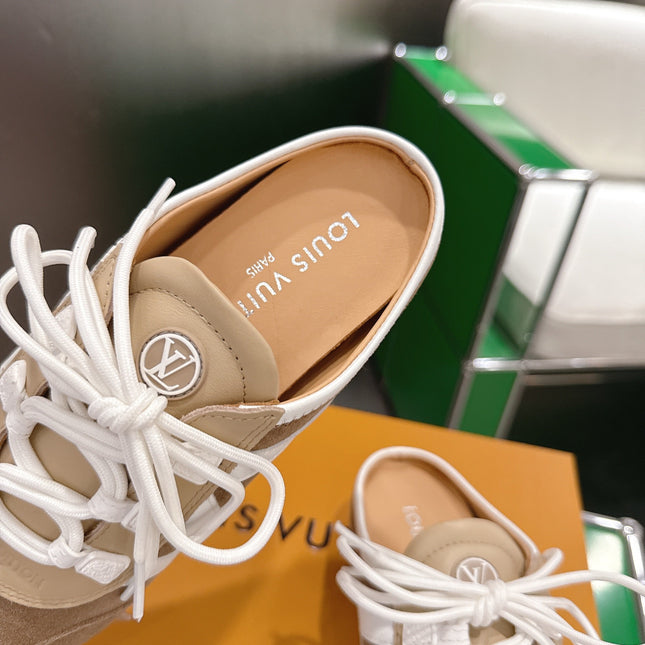 LV 26S MULE SNEAKERS IN CAMEL BEIGE SUEDE