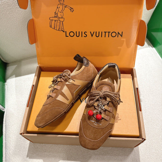 LV 26S SNEAKERS IN DARK BROWN SUEDE WITH CHERRY CHARM